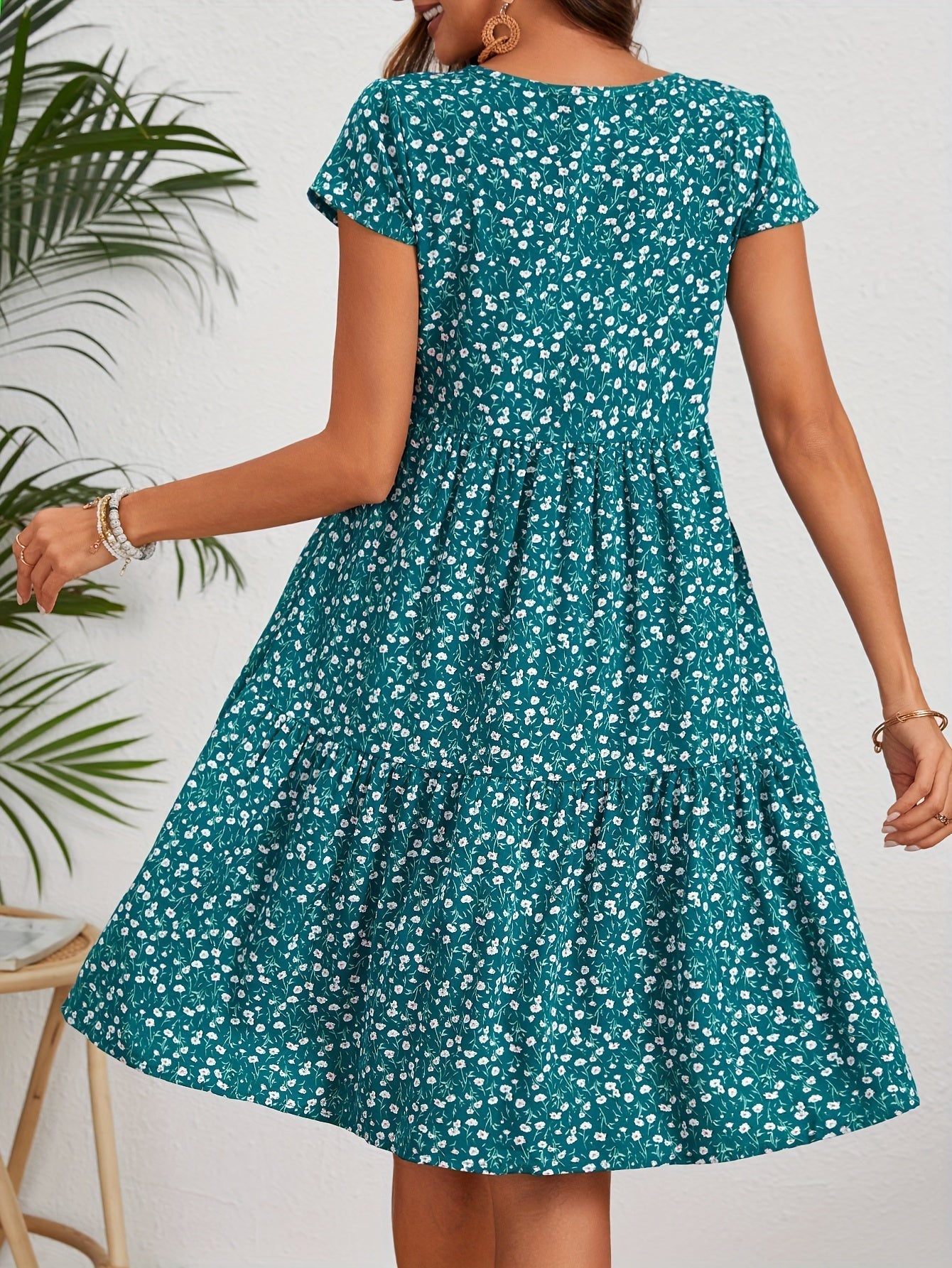 Katie Summer Dress Woman – Light Floral Dress in Polyester with Comfortable Fit