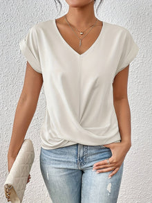 Yasmine Top Woman – V-neck with Knot Detail, Elegant Draped & Comfortable Fit