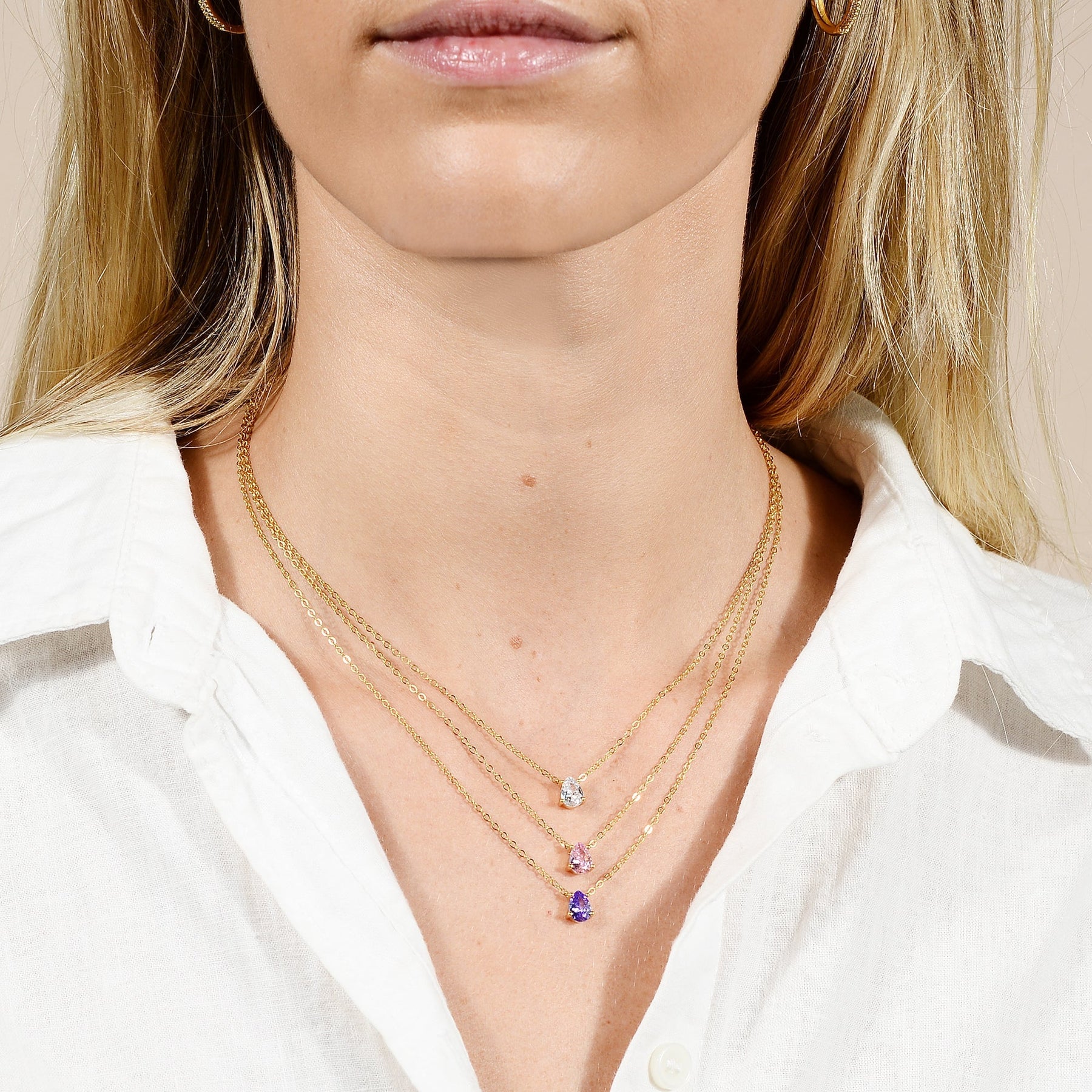 Birthstone Pear Shaped Necklace April