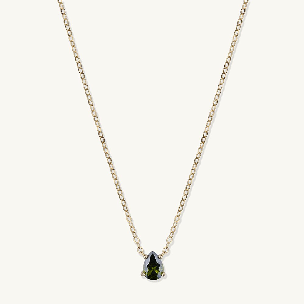 Birthstone Pear Shaped Necklace August