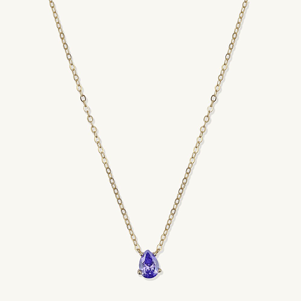 Birthstone Pear Shaped Necklace February
