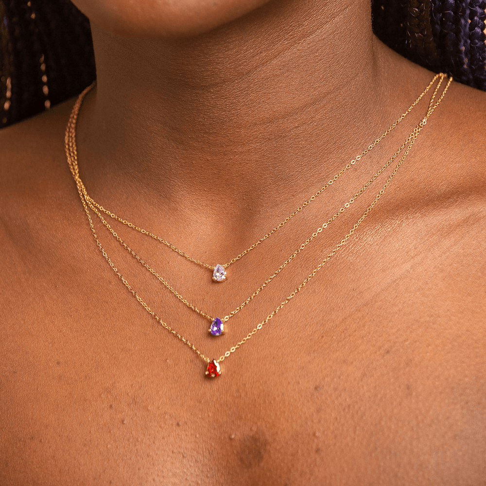 Birthstone Pear Shaped Necklace February