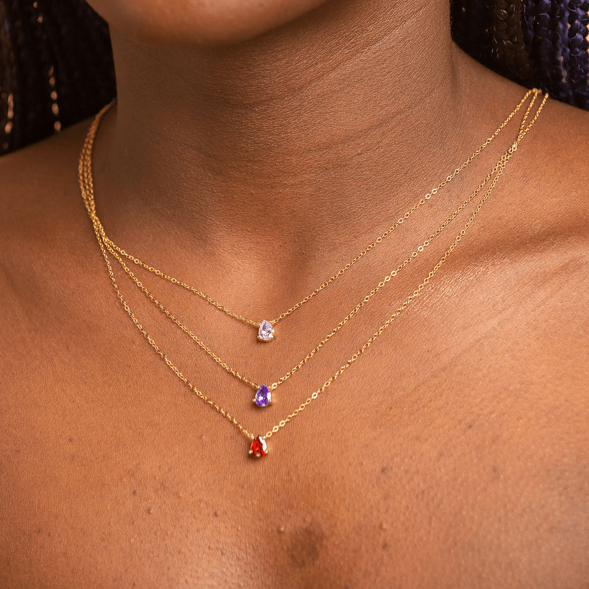 Birthstone Pear Shaped Necklace February