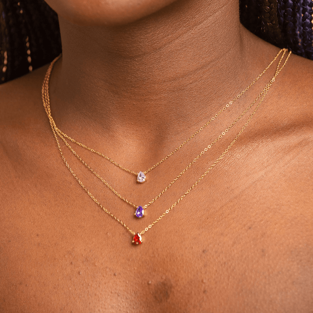 Birthstone Pear Shaped Necklace January