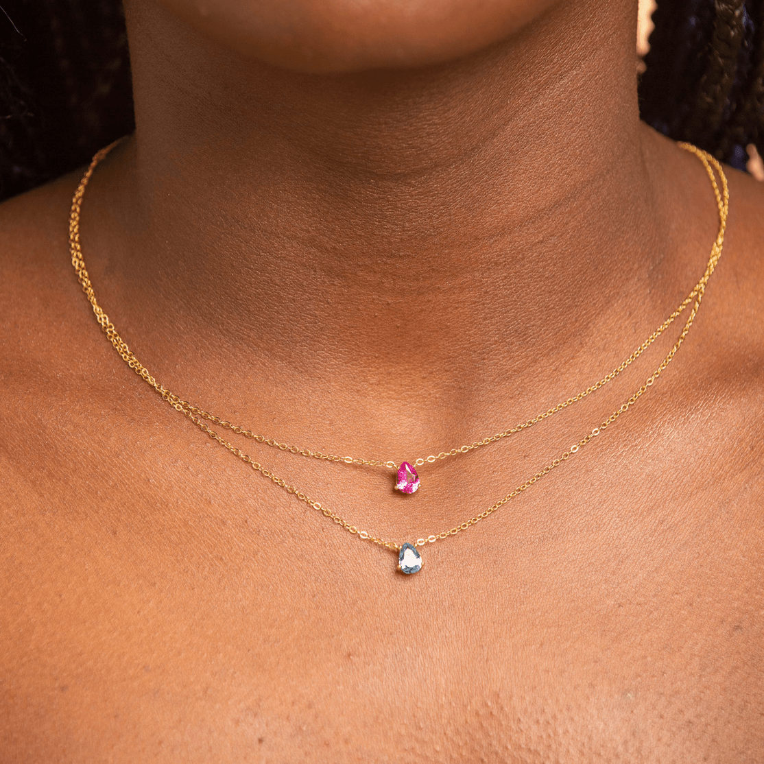 Birthstone Pear Shaped Necklace July