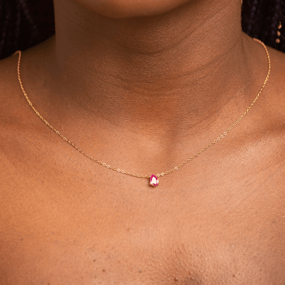 Birthstone Pear Shaped Necklace July