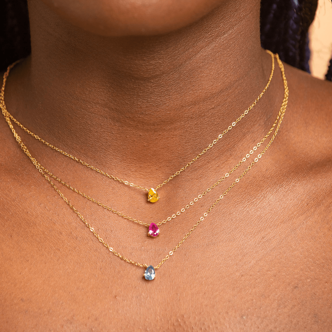 Birthstone Pear Shaped Necklace July