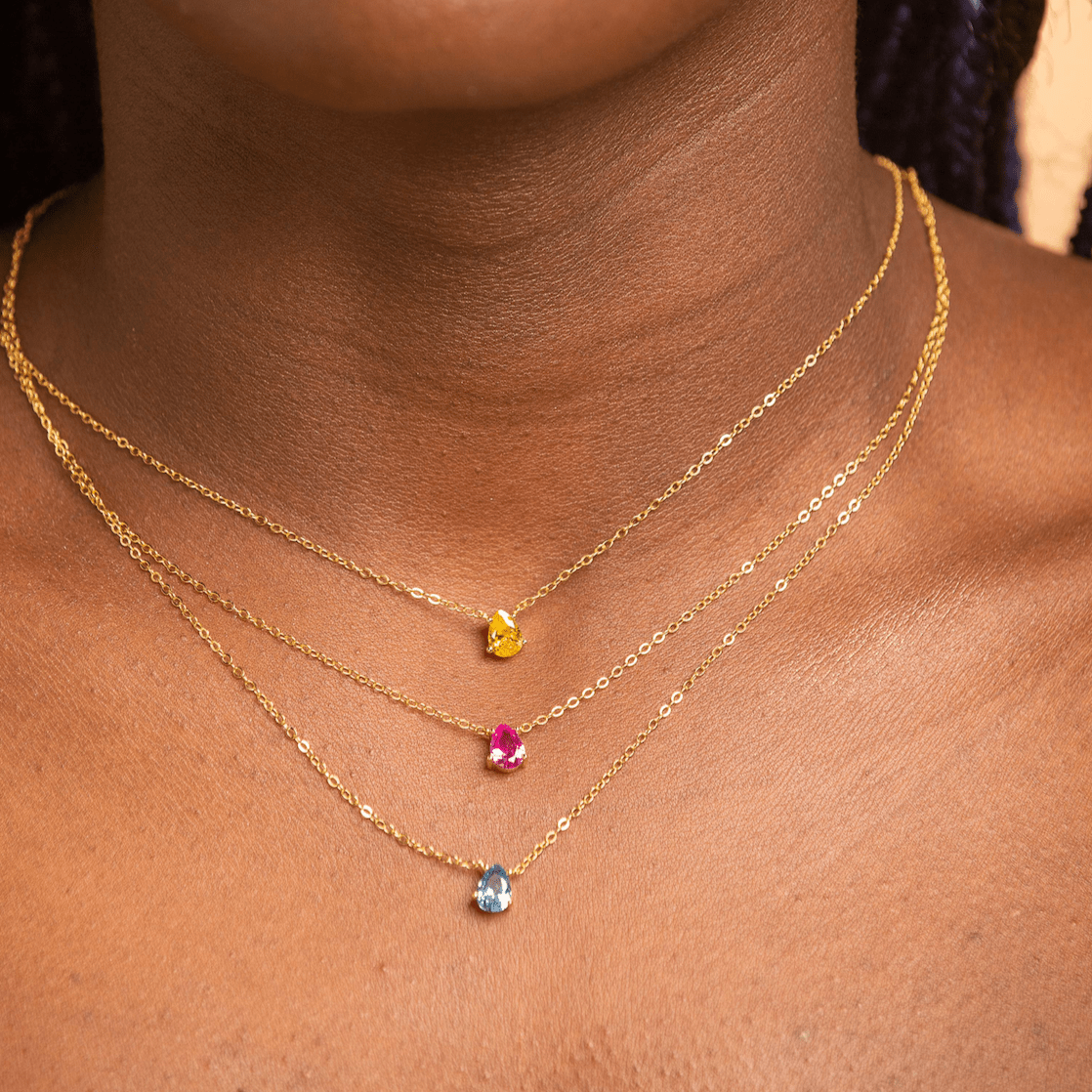 Birthstone Pear Shaped Necklace November
