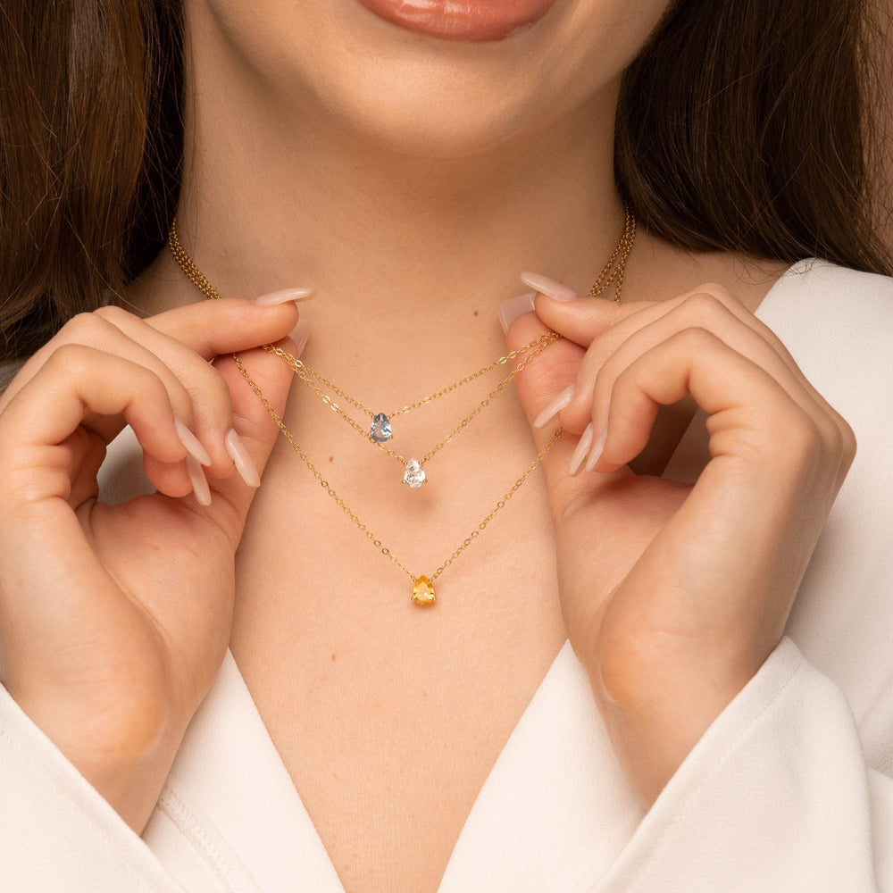 Birthstone Pear Shaped Necklace November