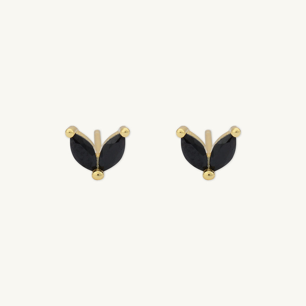 Black Angel Wings Sapphire Stud Earrings
