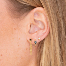 Black Baguette Chain Drop Stud Earrings