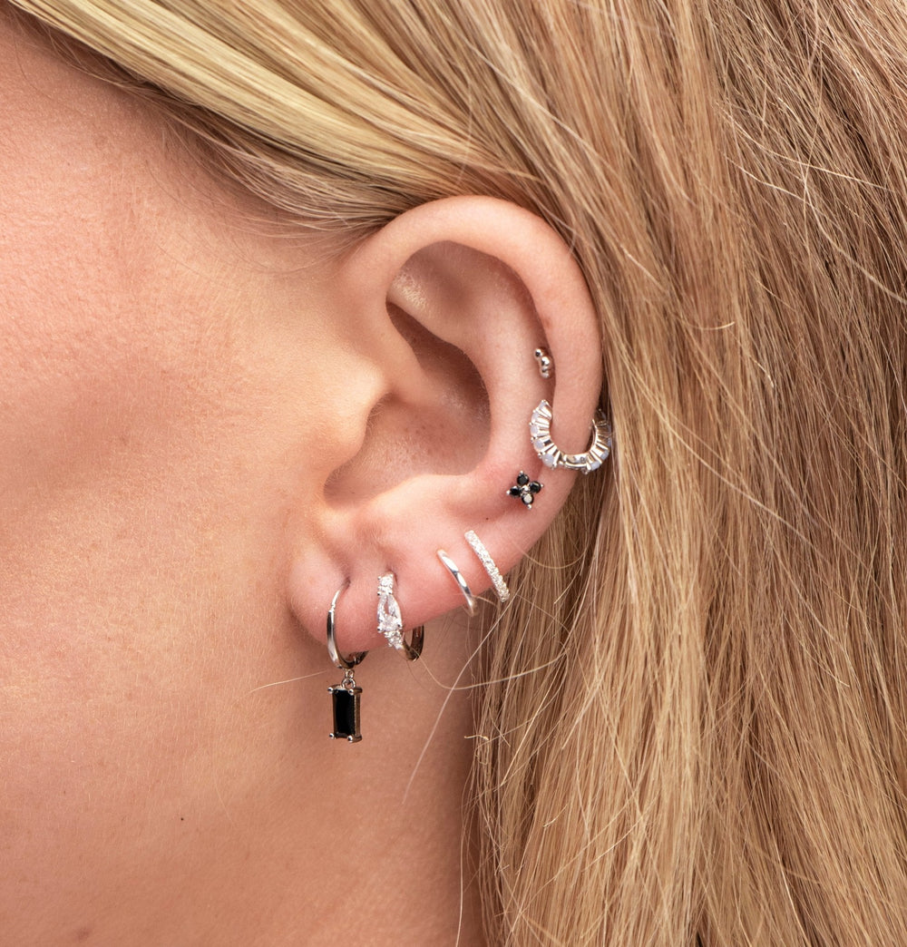 Black Baguette Hoop Earrings