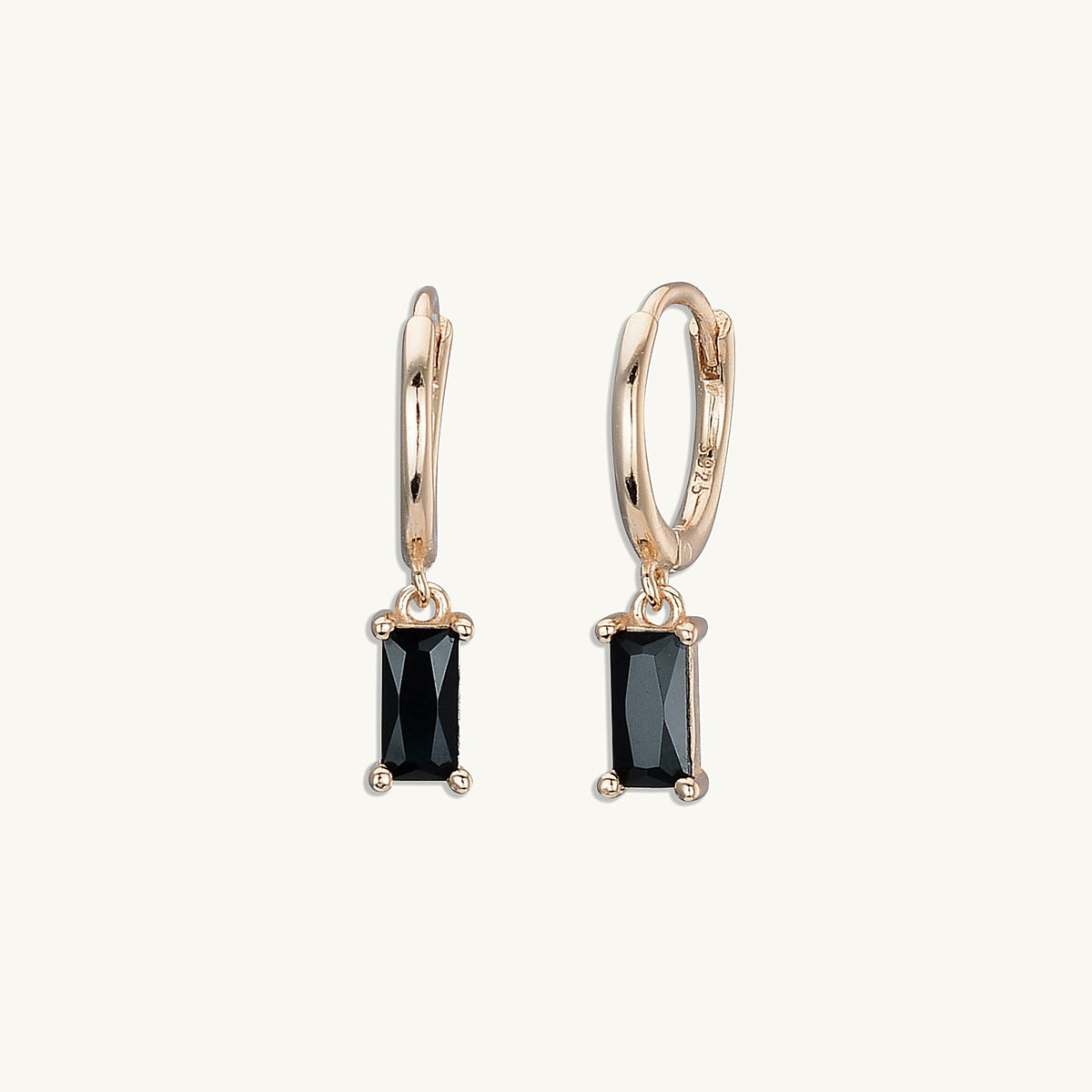 Black Baguette Hoop Earrings