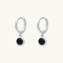 Black Circle Sapphire Hoop Earrings