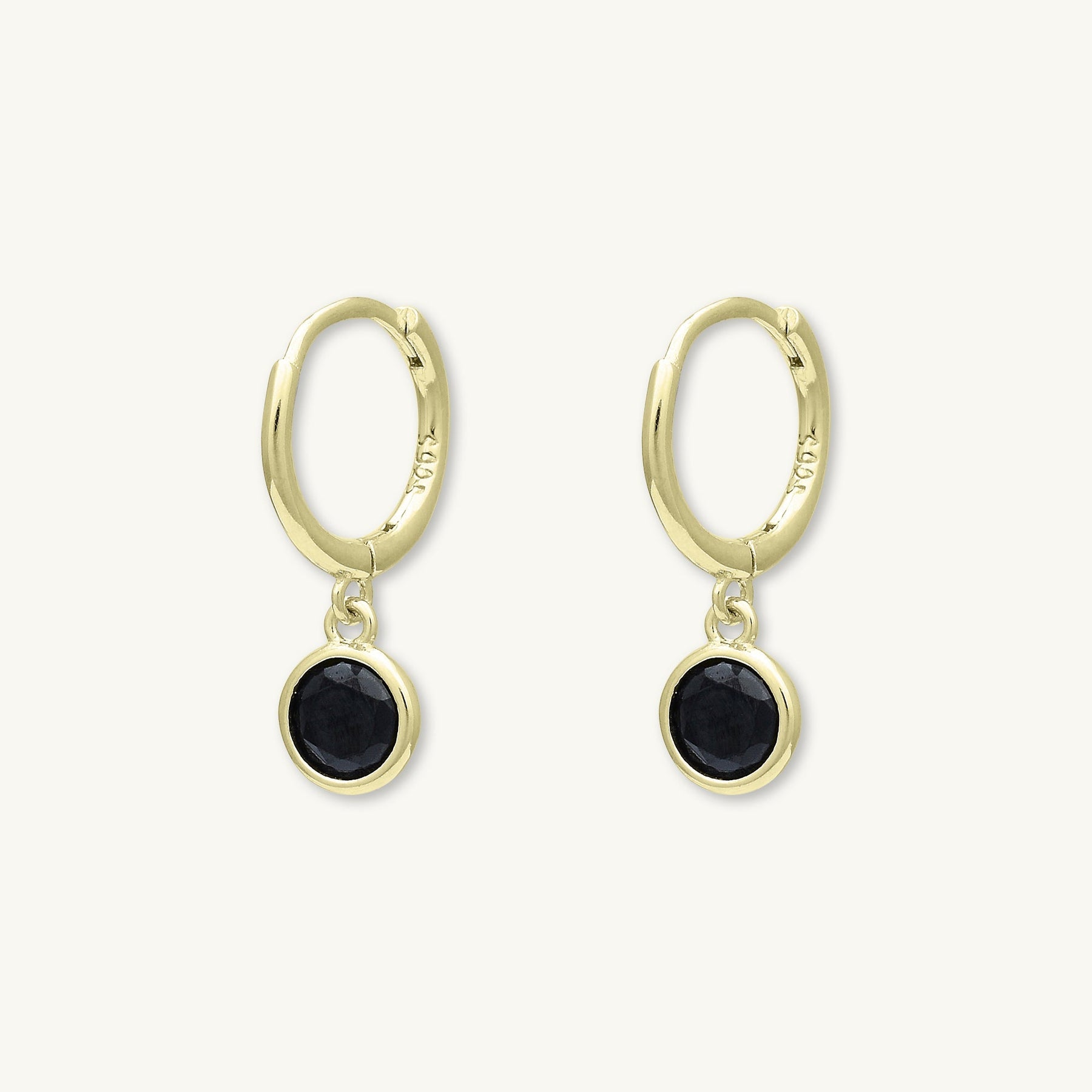 Black Circle Sapphire Hoop Earrings