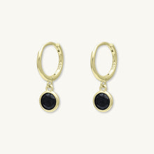 Black Circle Sapphire Hoop Earrings