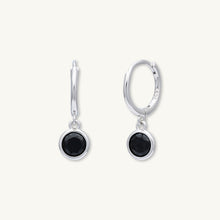 Black Circle Sapphire Hoop Earrings