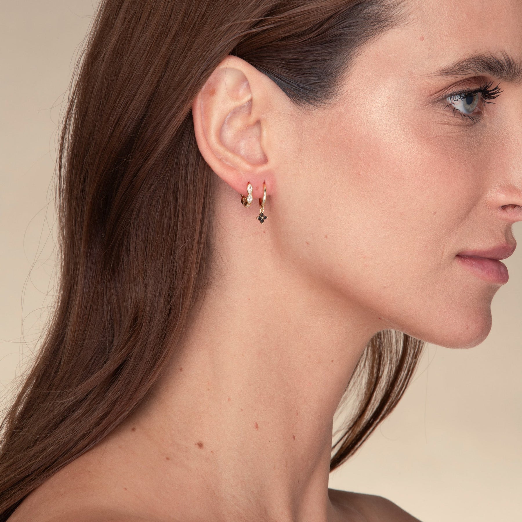 Black Clover Sapphire Hoop Earrings