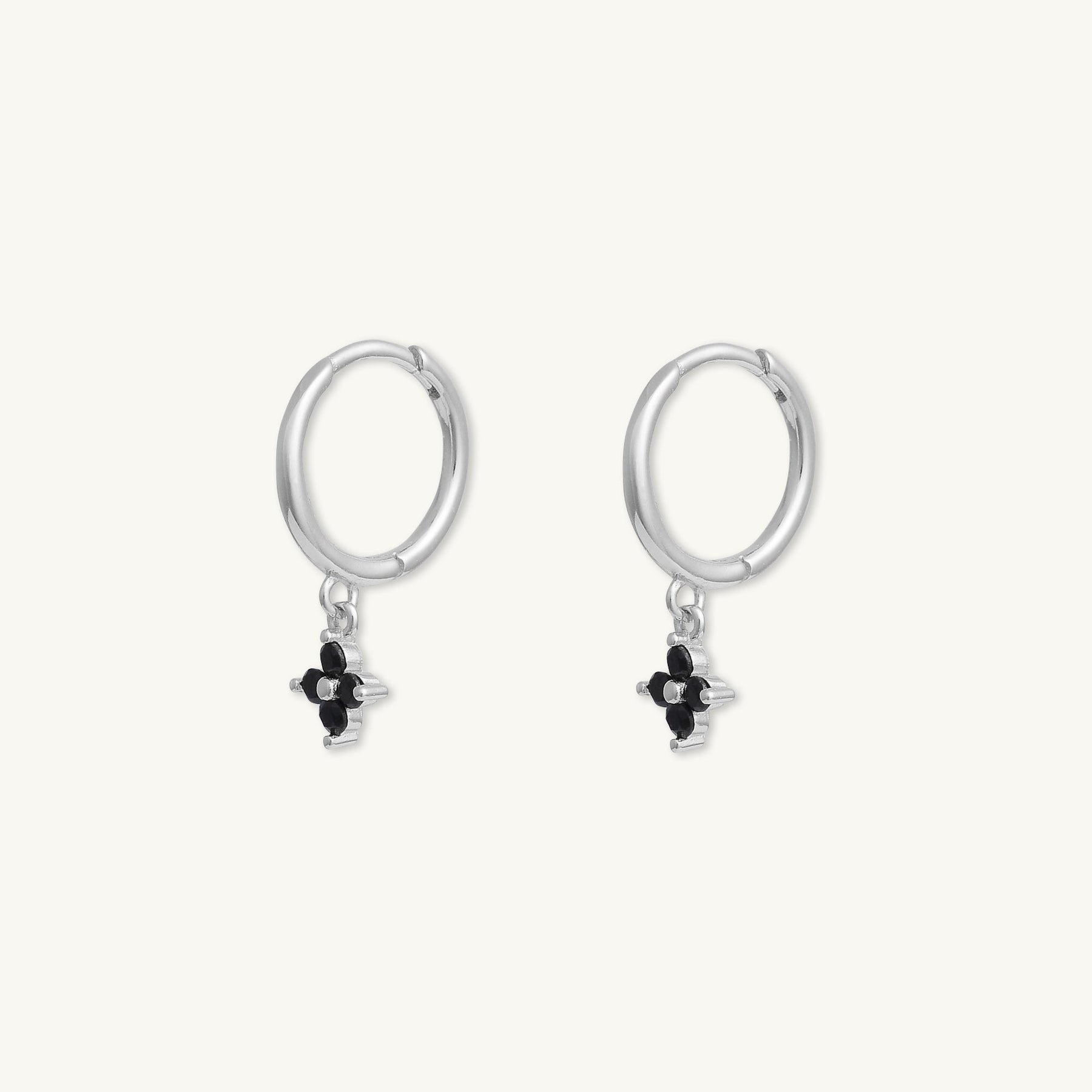 Black Clover Sapphire Hoop Earrings