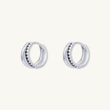 Black Double Zirconia Huggie Hoop Earrings
