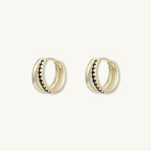 Black Double Zirconia Huggie Hoop Earrings