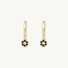 Black Flower Hoop Earrings