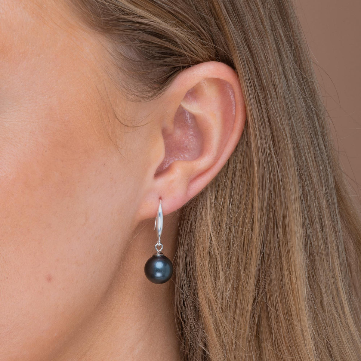 Black Freshwater Pearl Drop Earrings