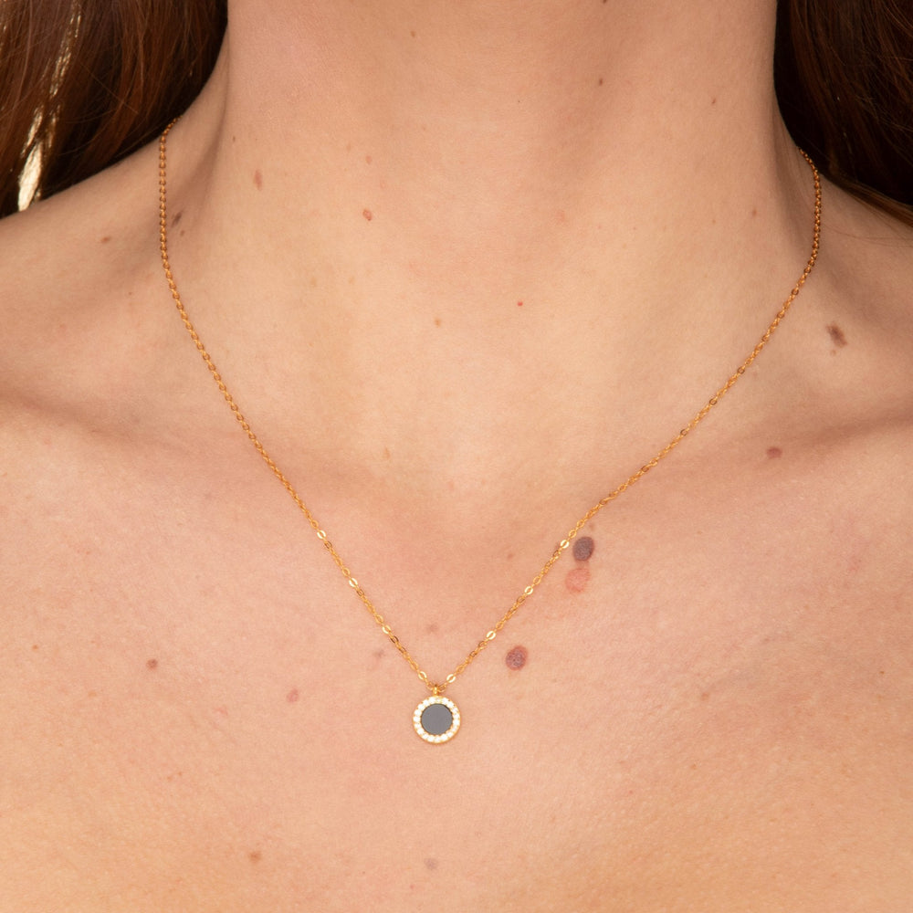 Black Lacquered Circle Necklace