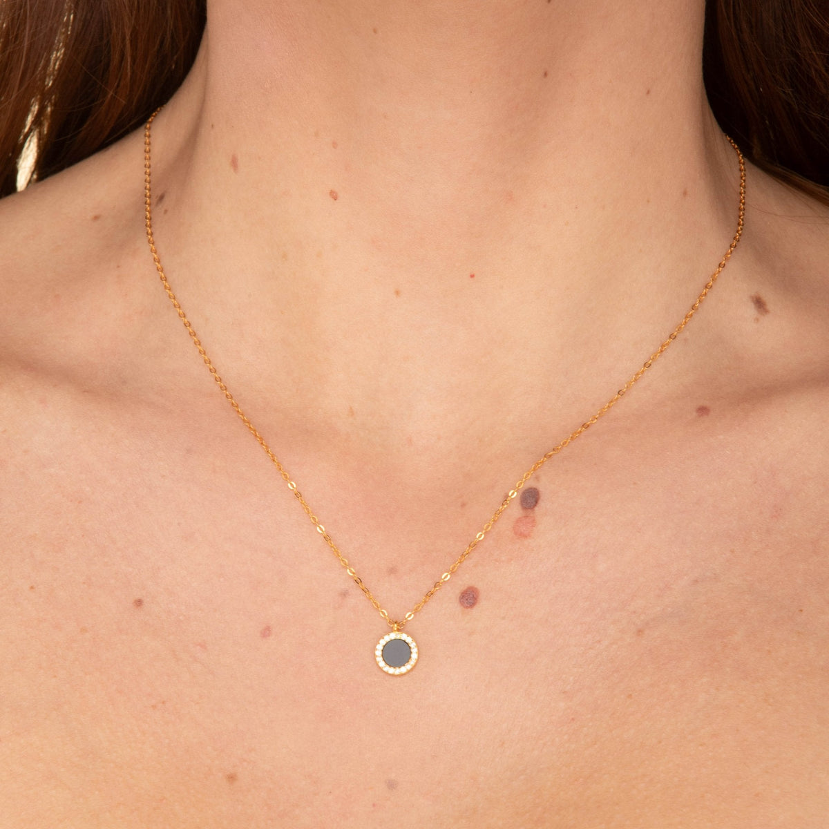 Black Lacquered Circle Necklace
