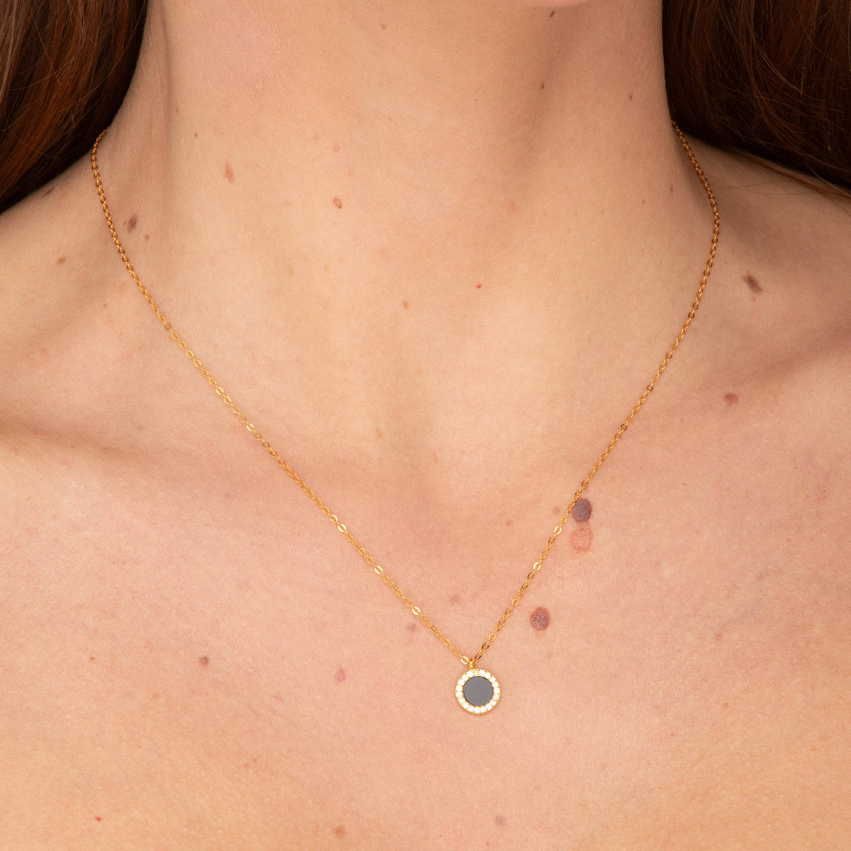 Black Lacquered Circle Necklace