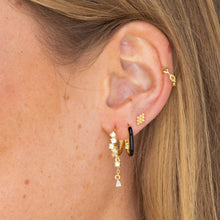 Black Lacquered Huggie Earrings