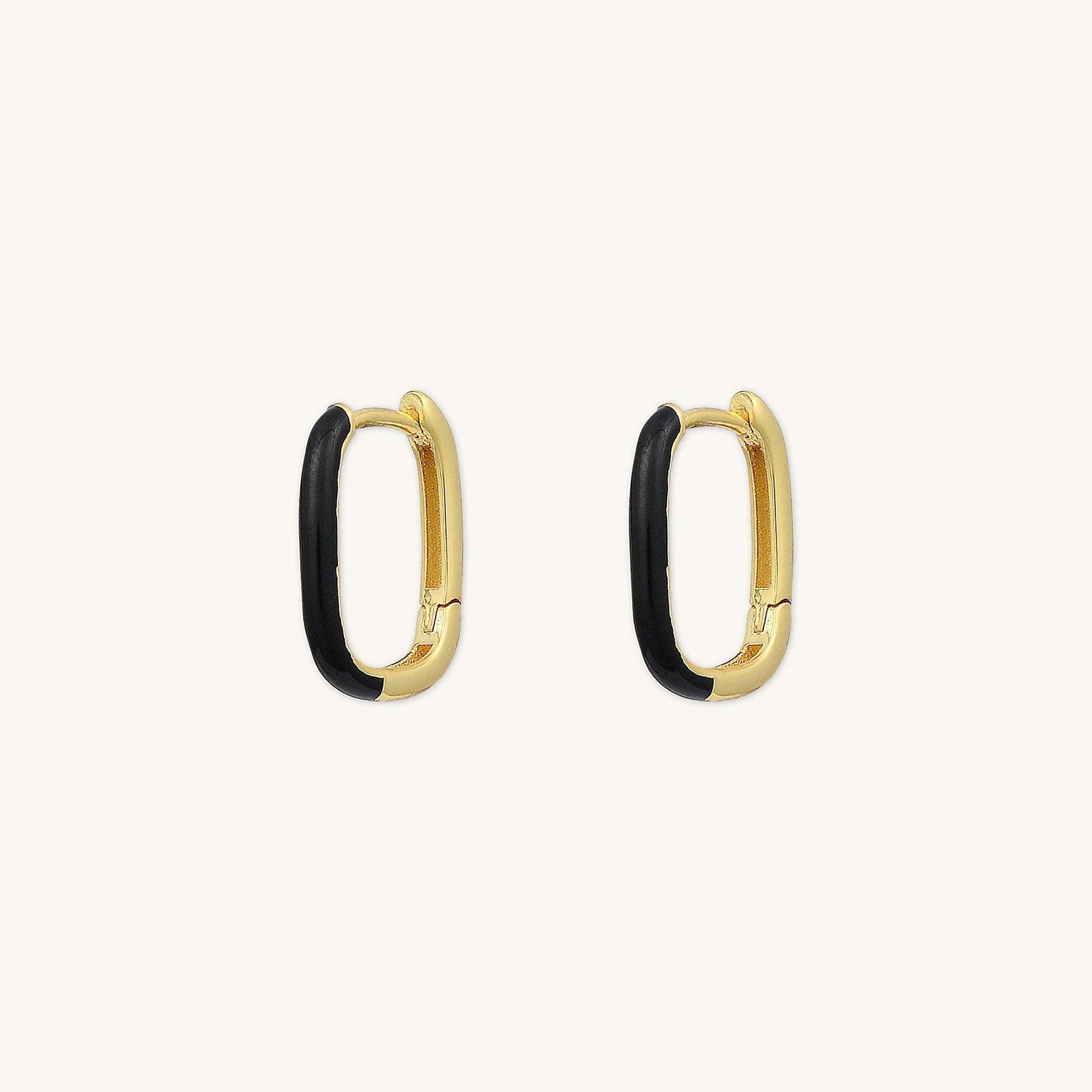 Black Lacquered Huggie Earrings