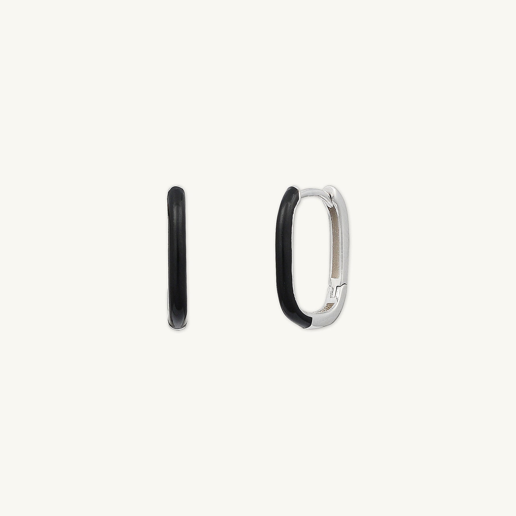 Black Lacquered Huggie Earrings