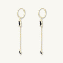 Black Marquise Sapphire Drop Huggie Earrings