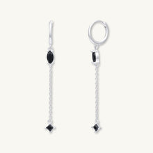 Black Marquise Sapphire Drop Huggie Earrings