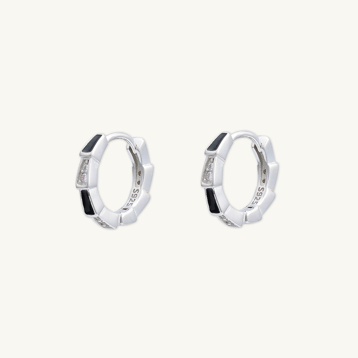 Black Onyx Spark Sapphire Hoops