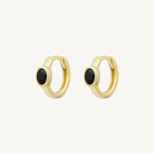 Black Oval Sapphire Huggie Earrings