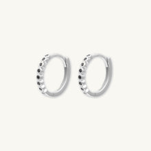 Black Round Sappphire Huggie Hoops