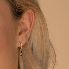 Black Sapphire Double Dangling Huggie Earrings