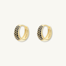 Black Sapphire Thick Dome Huggie Earrings