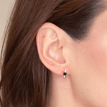 Black Square Sapphire Huggie Earrings