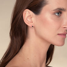 Black Square Sapphire Huggie Earrings