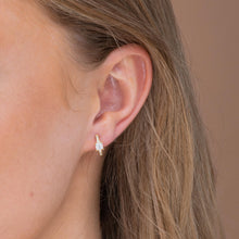Black Square Sapphire Huggie Earrings