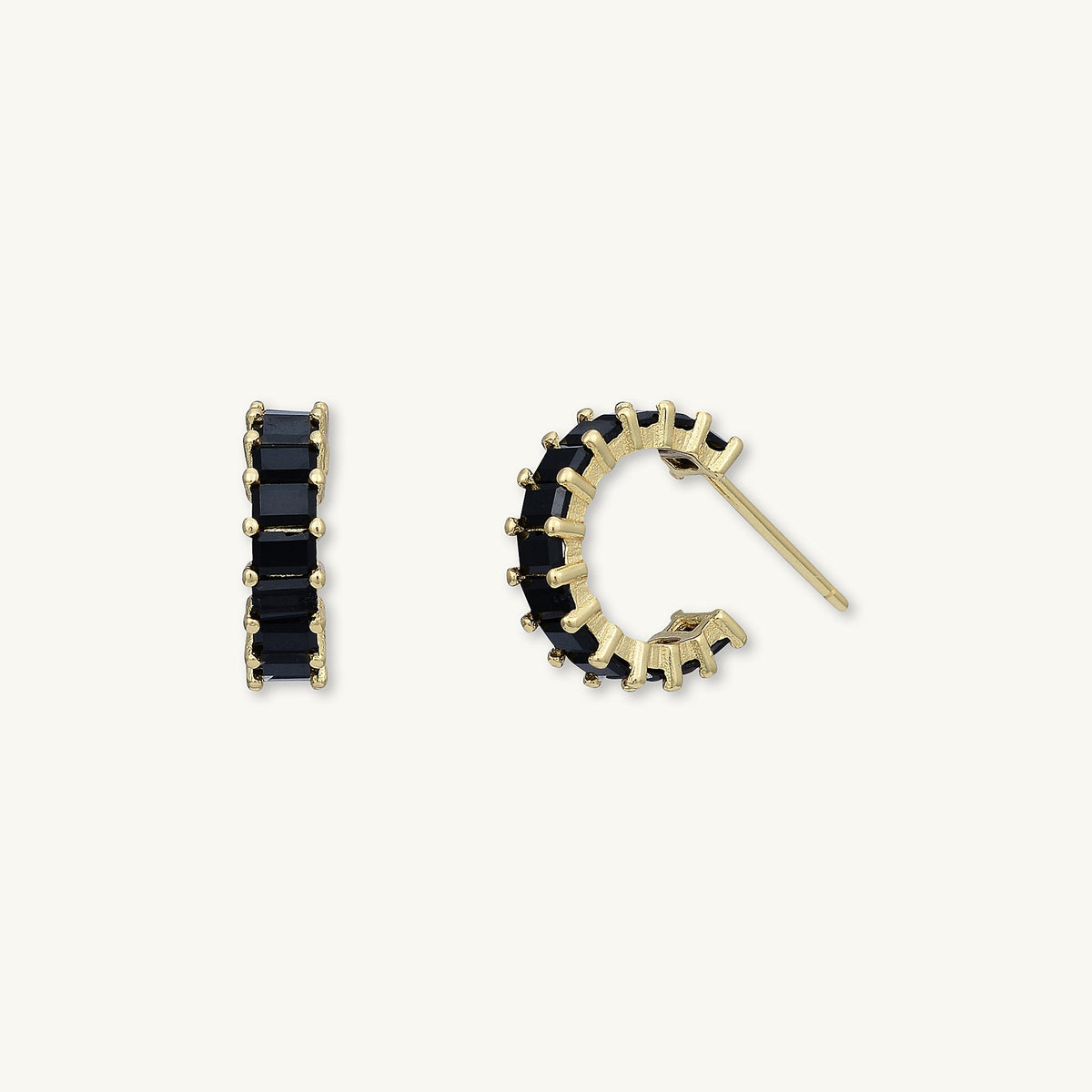 Black Statement Zirconia Huggie Hoop Earrings