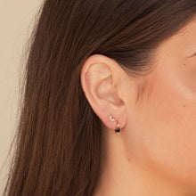 Black Teardrop Sapphire Huggie Earrings