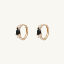 Black Teardrop Sapphire Huggie Earrings