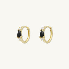 Black Teardrop Sapphire Huggie Earrings