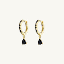 Black Teardrop Solitaire Hoops