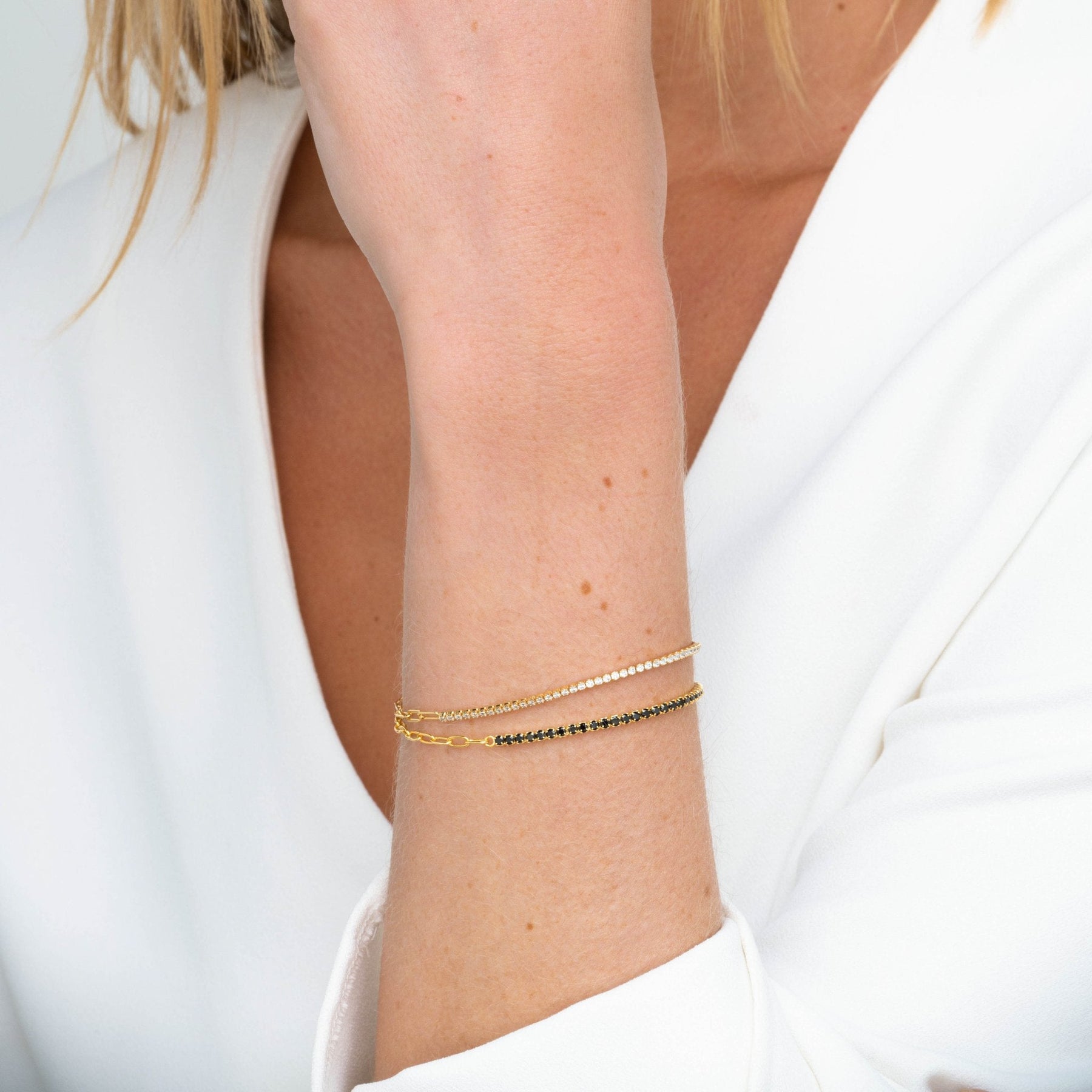 Black Tennis Link Chain Bracelet