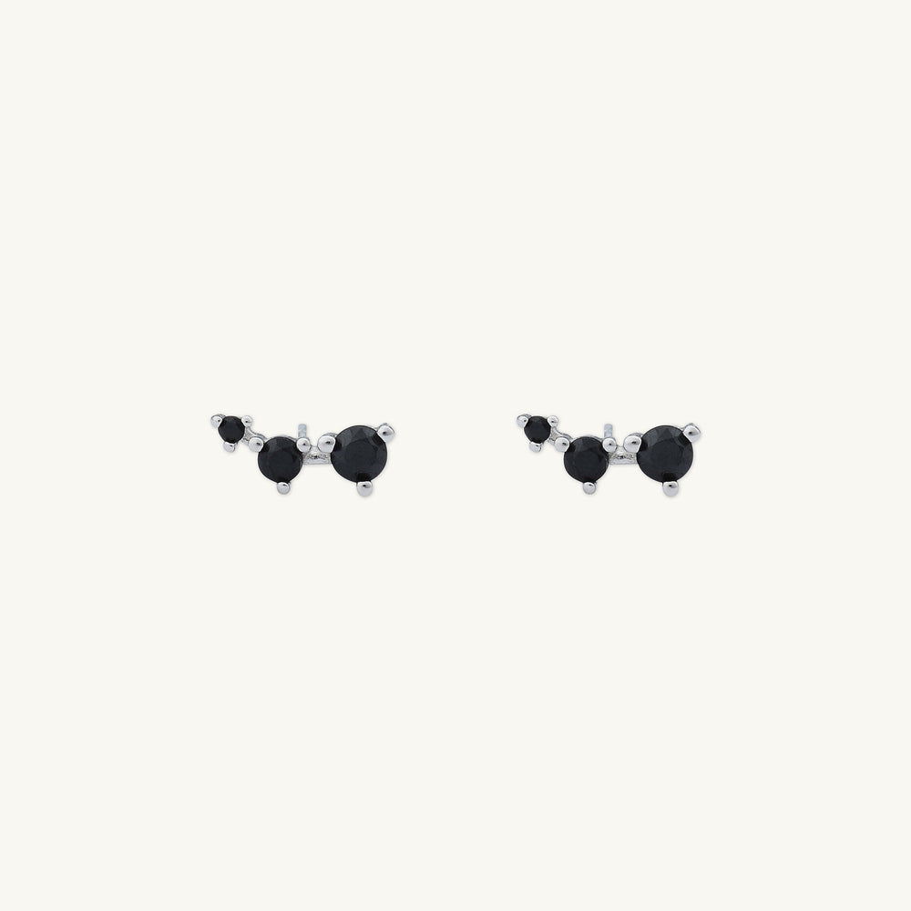 Black Trio Sapphire Stud Earrings